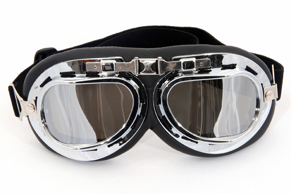 Verspiegelte Motorradbrille, Fliegerbrille, Pilotenbrille, Brille 