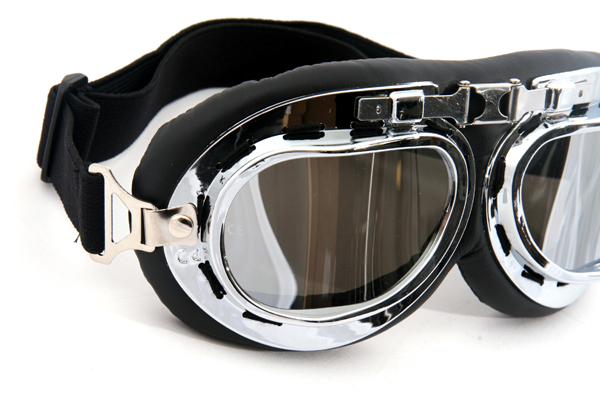 Verspiegelte Motorradbrille, Fliegerbrille, Pilotenbrille, Brille 