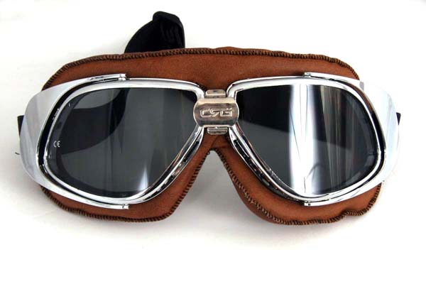 Motorradbrille smoke, Brille braun, Pilotenbrille, Fliegerbrille, Echt 
