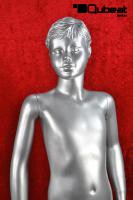 Kinder Schaufensterpuppe silber Schaufensterfigur Mannequin Kind modelliertes Gesicht und Haar