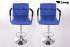 2 x Designer Barstool blue height adjustable with padded backrest and removable armrest - "Theo"