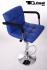 2 x Designer Barstool blue height adjustable with padded backrest and removable armrest - "Theo"