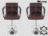 2 x Designer Barstool  brown GENUINE LEATHER height adjustable with padded backrest and removable armrest - "Theo"