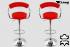 2 x Designer Barstool red REAL LEATHER height adjustable by gas lift action &#8211;