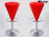 2x Barhocker rot hhenverstellbar runder Sitz konisch geformt gut gepolstert &#8211; "Anja"