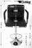 Design Barhocker schwarz ECHT LEDER hhenverstellbar mit gepolsterter Rckenlehne und abnehmbarer Armlehne - "Theo"