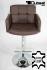 Designer Barstool brown REAL LEATHER height adjustable upholstered backrest and armrest - "Leonardo"