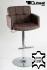 Designer Barstool brown REAL LEATHER height adjustable upholstered backrest and armrest - "Leonardo"