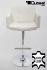 Designer Barstool white REAL LEATHER height adjustable upholstered backrest and armrest - "Leonardo"