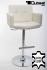 Designer Barstool white REAL LEATHER height adjustable upholstered backrest and armrest - "Leonardo"