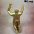 Gold kneeling window mannequin