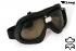 Motorradbrille Fliegerbrille ECHT LEDER Chopper Biker schwarz mit getntem Glas