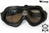 Motorradbrille Fliegerbrille ECHT LEDER Chopper Biker schwarz mit getntem Glas