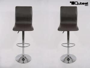 2 x Barstool brown height adjustable with backrest swivel seat top - "Steffen"