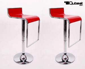 2 x Barstool  red height adjustable by gas lift action &#8211; "Vanessa"