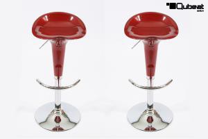 2x Barhocker rot/weinrot metallic hhenverstellbar ergonomisch geformte Sitzflche - "Bianca"