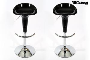 2x Barhocker schwarz hhenverstellbar ergonomisch geformte Sitzflche - "Bianca"