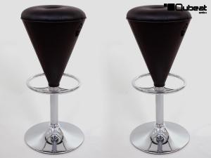 2x Barhocker schwarz hhenverstellbar runder Sitz konisch geformt gut gepolstert - "Anja"