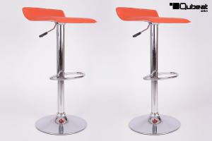 2x Design Barhocker orange hhenverstellbar 360 drehbar - "Sunny"