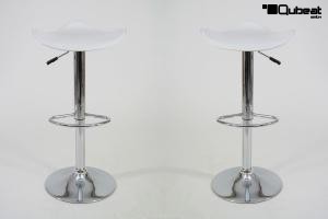 2x Design Barhocker wei hhenverstellbar mit ergonomisch geformtem Sitz - "Simon"