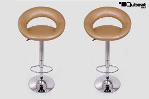 2x Designer Barstool gold padded height adjustable by gas lift action - "Clemens"