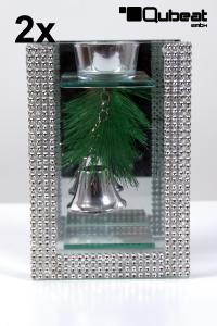 2x Teelicht Glocke, Weihnachten Weihnachtsbaum, Teelichthalter, Glas Kerze