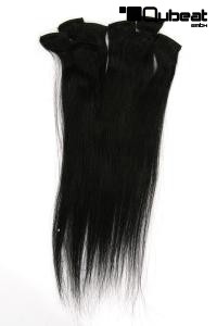 8-teiliges Set Echthaar Extensions schwarz 41cm