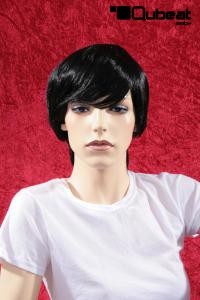 Artificial hair wig black short