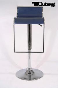 Barhocker blau hhenverstellbar mittels Gasdruckfeder mit Design Chromfusttze - "Vanessa"