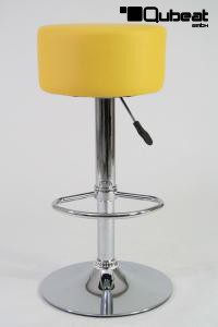 Barhocker gelb hhenverstellbar runder Sitz klassisch gepolstert - "Tan"
