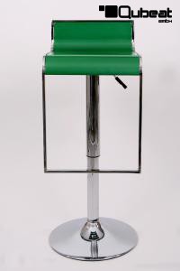 Barhocker grn hhenverstellbar mittels Gasdruckfeder mit Design Chromfusttze - "Vanessa"
