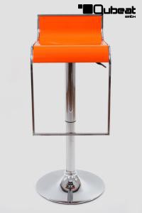 Barhocker orange hhenverstellbar mittels Gasdruckfeder mit Design Chromfusttze - "Vanessa"