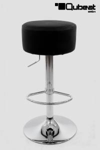Barhocker schwarz ECHT LEDER hhenverstellbar runder Sitz klassisch gepolstert - "Tan"