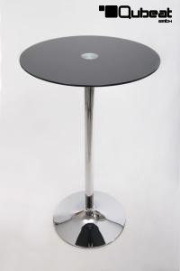 Bistro Table Black Round Tempered Glass Board 102 cm- "Berlin"