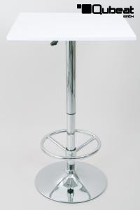 Bistro Table White, Footrest, Square Wooden Board, Height-Adjustable-