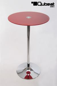 Bistro-Tisch rot, Glasplatte rund 102 cm - "Berlin"