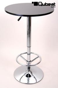 Bistro-Tisch, schwarz, Fusttze, runde Holzplatte, hhenverstellbar 84 - 104 cm - "Stuttgart"