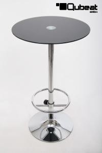 Bistro-Tisch schwarz, Glasplatte rund, Fusttze 102 cm - "Berlin"