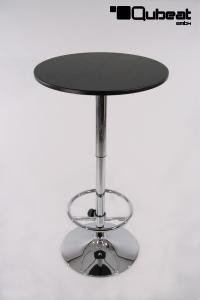 Bistro-Tisch schwarz, Holzplatte rund, Fusttze 102 cm - "Mnchen"