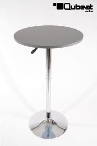 Bistro-Tisch silber, Holzplatte rund, beschichtet, hhenverstellbar- "Hamburg"