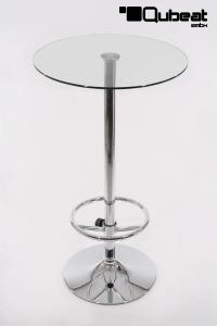 Bistro-Tisch transparent, Glasplatte rund, Fusttze 102 cm - "Berlin"