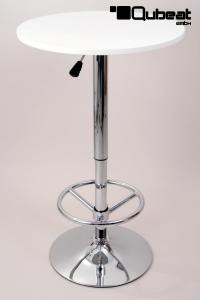 Bistro-Tisch, wei, Fusttze, runde Holzplatte, hhenverstellbar 84 - 104 cm - "Stuttgart"