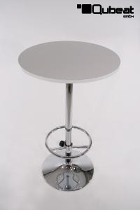 Bistro-Tisch wei, Holzplatte rund, Fusttze 102 cm - "Mnchen"
