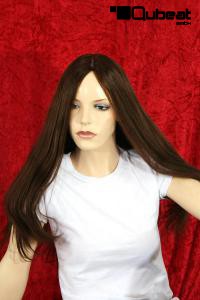 Braune Percke Echthaar lang Frauenpercke echtes Haar 46 cm mongolisches Haar