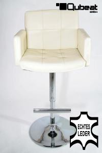 Design Barhocker creme ECHT LEDER hhenverstellbar gepolstert 15 Kg, Fu &#8960; 50 cm - "Leonardo"