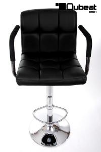 Designer Barstool  black height adjustable with padded backrest and removable armrest &#8211; "Theo&#8221;