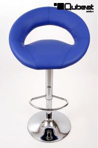 Designer Barstool blue padded height adjustable by gas lift action - "Clemens"