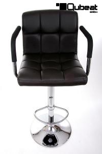 Designer Barstool  brown height adjustable with padded backrest and removable armrest - "Theo"