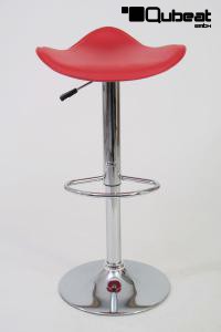 Designer Barstool red height adjustable, ergonomically shaped seat - "Simon"