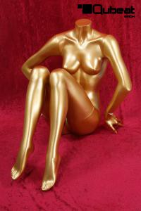 Female Mannequin, Sitting, Gold, Headless